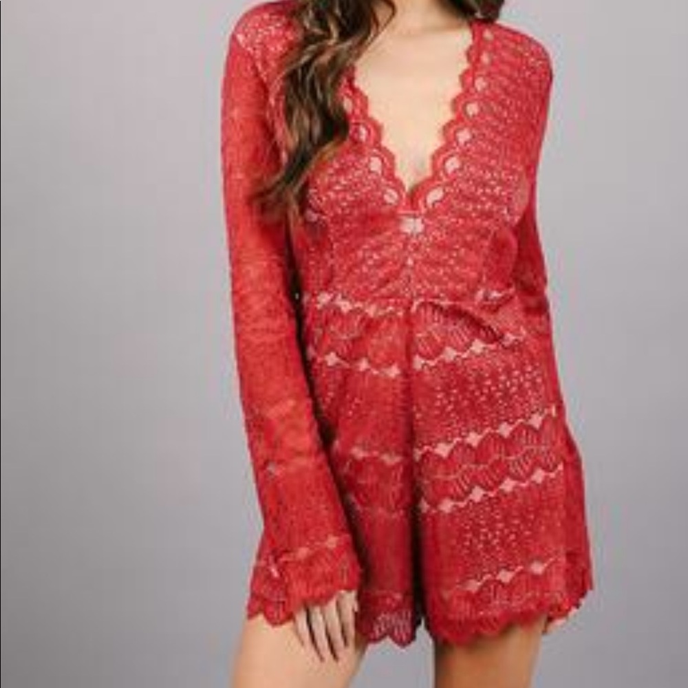 Brand new with tags Vici dolls Red lace romper
